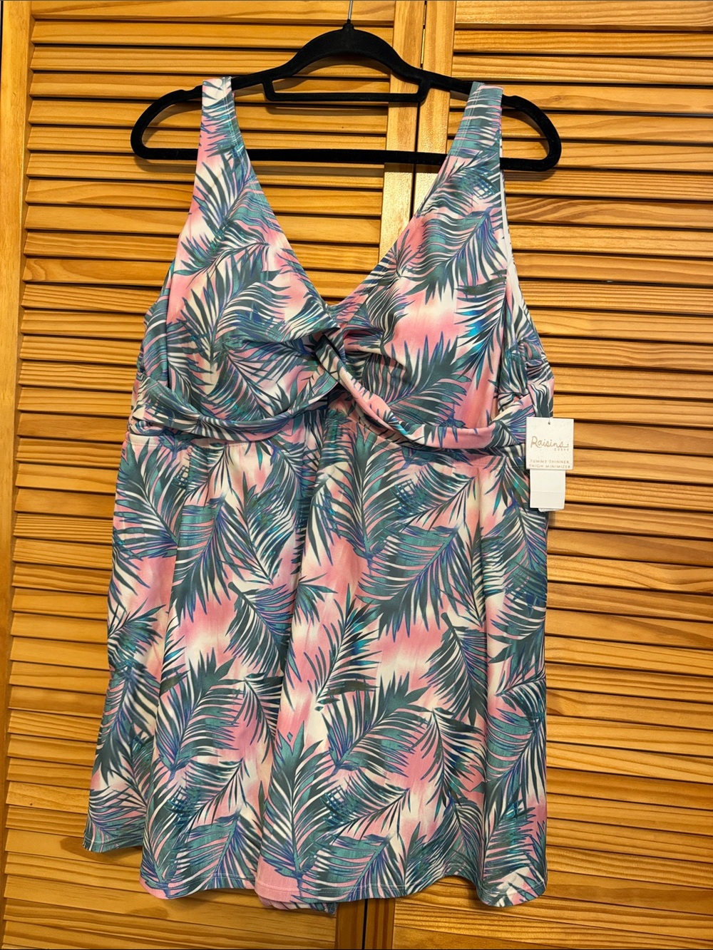 Raisins Pink & Teal Tropical Leaf One-Piece Swimdress